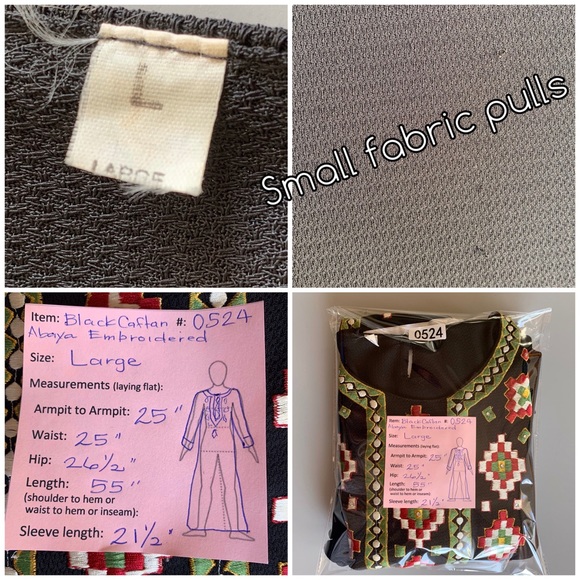 Vintage Caftan Abaya Black Embroidery size Large - Picture 8 of 8